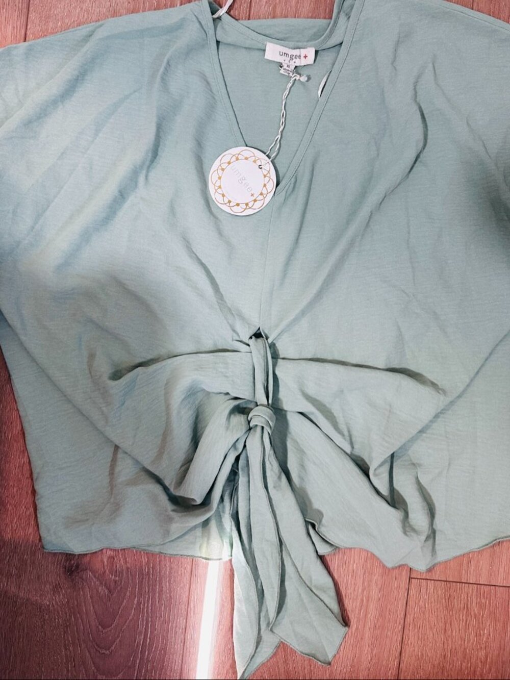 Umgee Sage Tie Front Top XL New With Tags